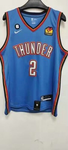 NBA 2 Gilgeous-Alexander OKC Thunder 22-23 Maillot bleu avec patches brodé